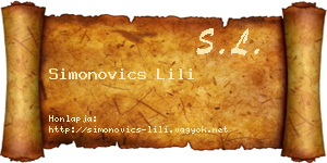 Simonovics Lili névjegykártya